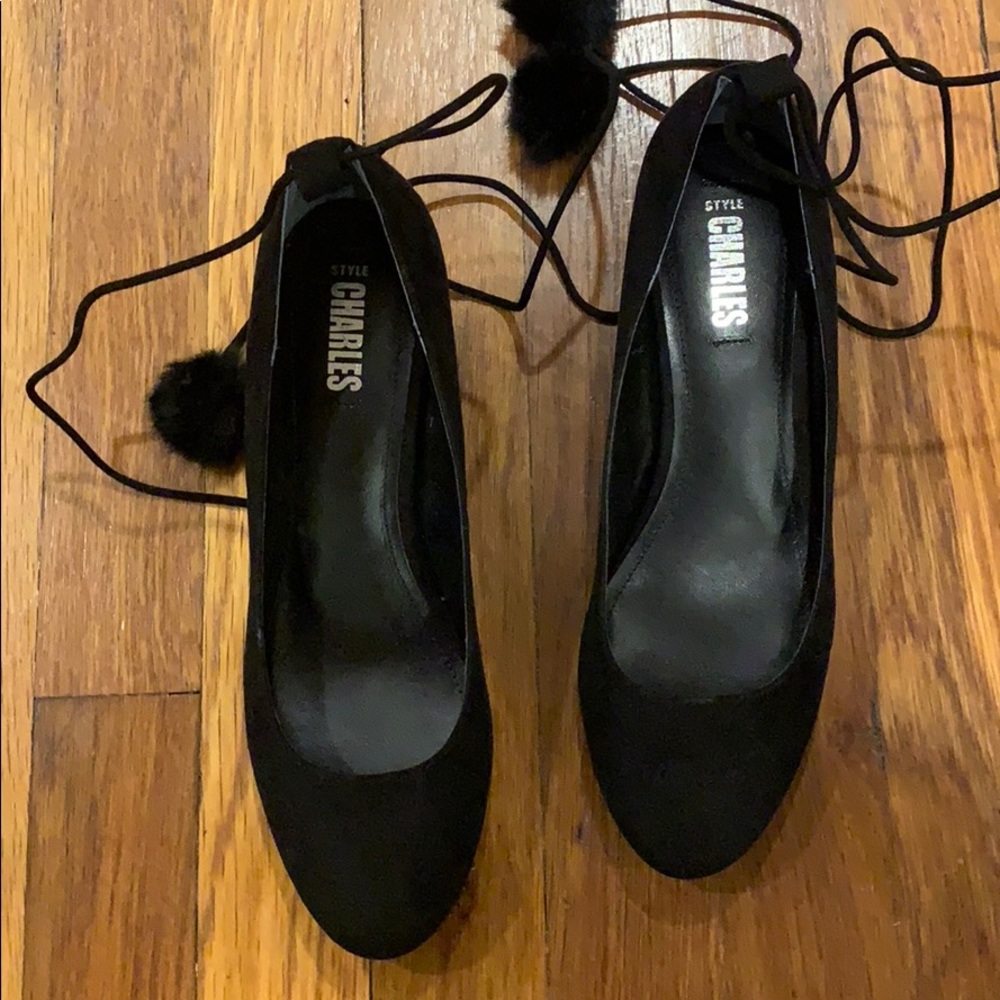 Charles David block heel ankle tie pump